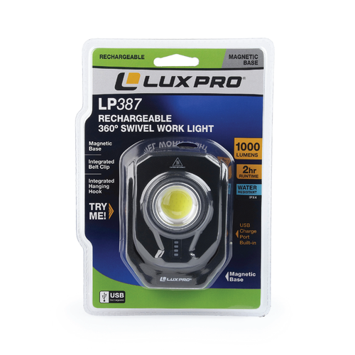 Lux-Pro Rechargeable 1000 Lumen 360° Swivel LED Work Light