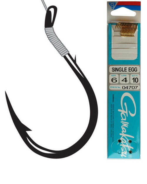 Gamakatsu Gold Single Egg Hooks Barb on Shank Snell (10 Pack)