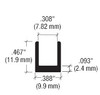 6mm Satin Aluminium U Channel for fixing Glass - D631A