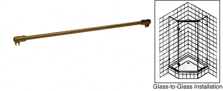 Brass Frameless Shower Door Fixed Panel WallToGlass Support Bar for 1