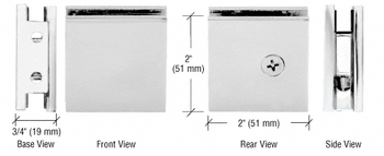 Shower Glass Clamps Chrome Square Style Fixed Panel U Clamp - Notch in Glass