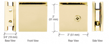 Shower Glass Clamps Satin Brass Square Style Notch-in-Glass Fixed Panel U-Clamp Shower Glass Clamps Satin Brass Square Style Notch-in-Glass Fixed Panel U-Clamp