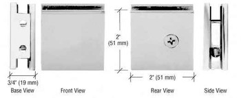 Shower Glass Clamps Satin Chrome Square Style Notch-in-Glass Fixed Panel U-Clamp