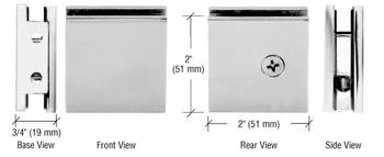 Shower Glass Clamps Satin Nickel Square Style Notch-in-Glass Fixed Panel U-Clamp