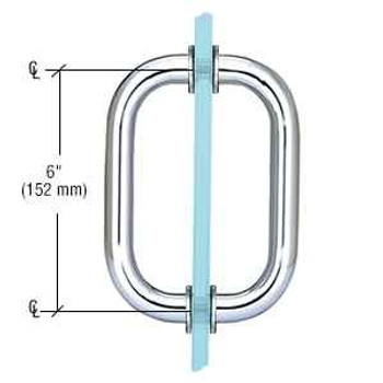 6 Back-to-Back Chrome Solid Pull Handle-With Washers 6 Back-to-Back Chrome Solid Pull Handle-With Washers