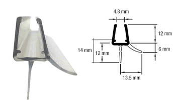 Clear Extruded Bottom Wipe with Drip Rail for 6mm - 8 mm Glass