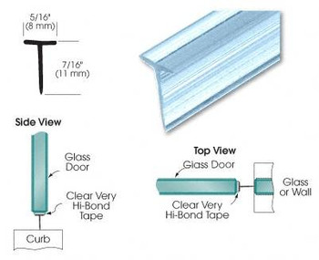 Translucent Vinyl Edge T Wipe with Pre-Applied Tape 8mm wide