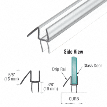 Clear Co-Extruded Bottom Wipe With Drip Rail for 6mm Glass