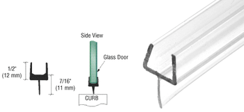 One-Piece Bottom Rail With Clear Wipe for 12mm Glass One-Piece Bottom Rail With Clear Wipe for 12mm Glass