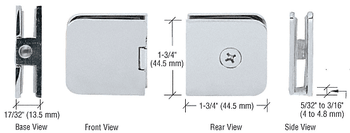 Polished Chrome Junior Traditional Style Fixed Panel U-Clamp