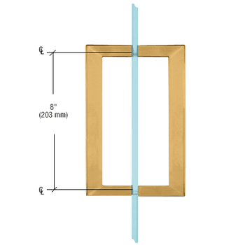 Polished Brass 8 x 8 SQ Series Square Tubing Back-to-Back Pull Handles