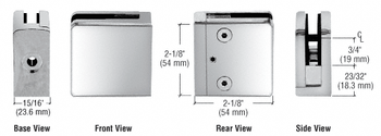 Z-Series Square Type Flat Base Zinc Clamp for 6mm and 8mm Glass