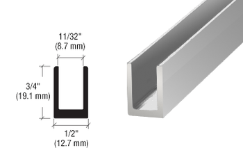 SDCD516BA Fixing U-Channel Chrome Finish for 8mm Shower Glass SDCD516BA Fixing U-Channel Chrome Finish for 8mm Shower Glass