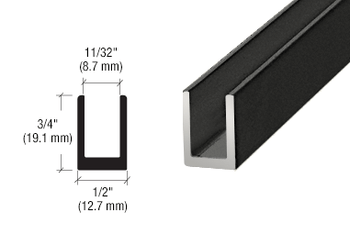 Matt Black U Channel for shower screens and shower glass Matt Black U Channel for shower screens and shower glass