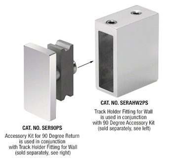 Serenity Serenity Series Sliding Door System- 90 Degree Accessory Kit -Polished Stainless