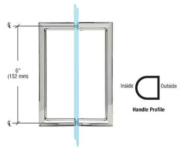 6 RM Series Flat Outside Surface/Round Tubing Inside Back-to-Back Pull Handle