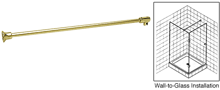 Wall to Glass Support Bar for 6mm to 8mm Glass - Brass