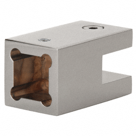 Brushed Nickel Square Cornered Support Bar Bracket for 10mm to 12 mm Thick Glass
