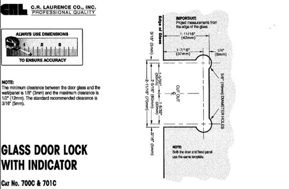 Chrome Glass Swinging Door Lock With Indicator