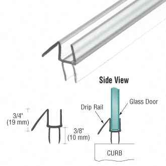Clear Co-Extruded Bottom Wipe with Drip Rail for 10mm Glass