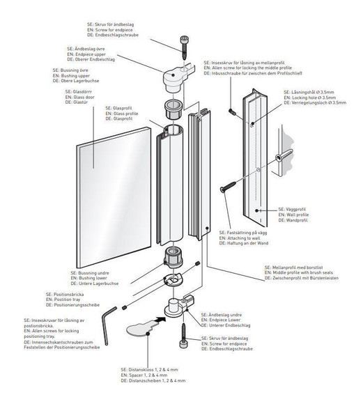CRL Continous Shower Door Hinge For 6mm Glass