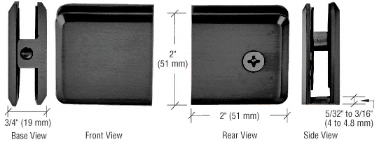 Matte Black Beveled Hole-in-Glass Style Wall Mount Heavy-Duty Glass Clamp