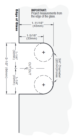 Melbourne Series 180 Degree  Glass-to-Glass Hinge MEL180CH