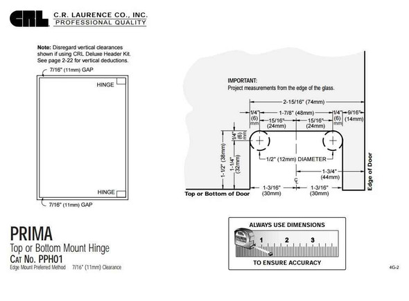 Prima Prima 01 Series Top or Bottom Mount Hinge