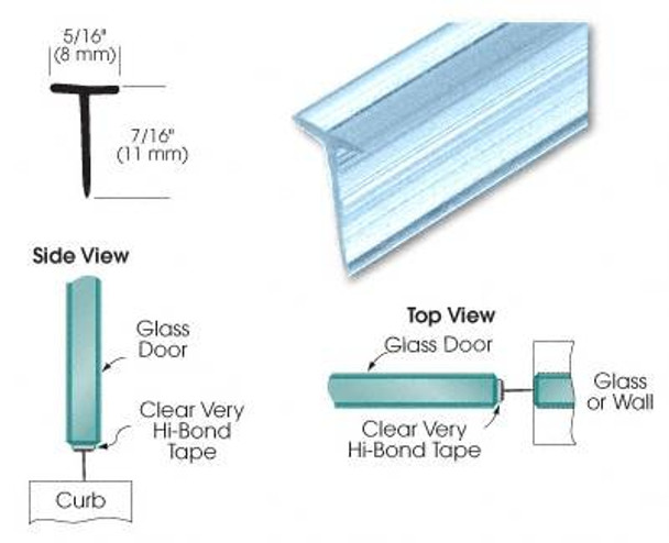 Translucent Vinyl Edge T Wipe with Pre-Applied Tape 8mm wide