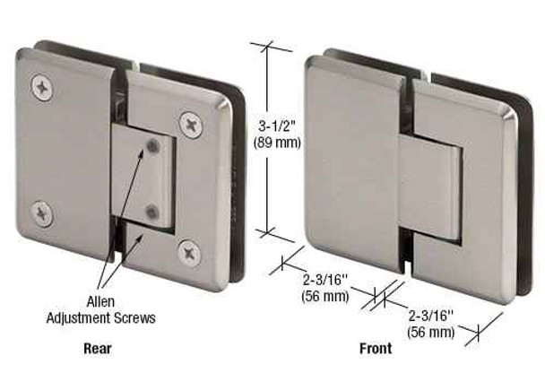 Pinnacle Pinnacle 380 Series Adjustable 180 Degree Glass-to-Glass Hinge - Brushed Nickel