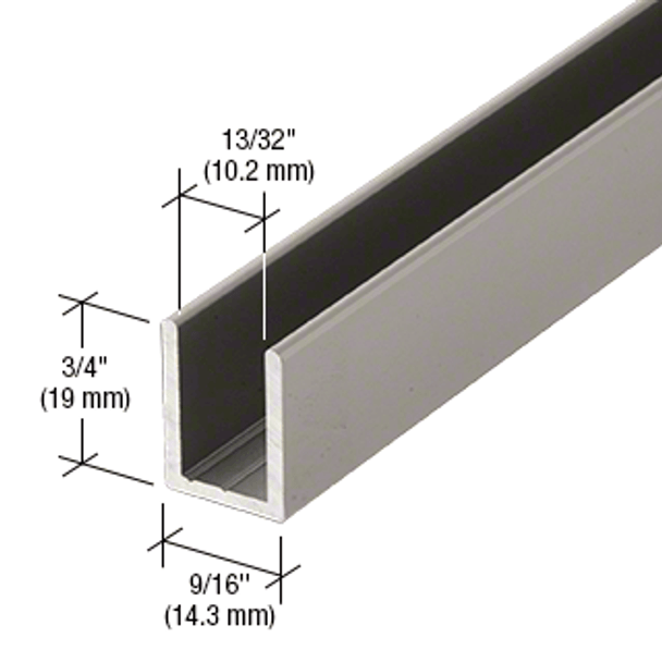 SDCD38SN 10mm Uchannel in Satin Nickle for glass panels and screens with Dimensions