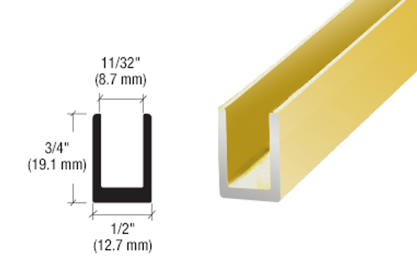 Gold / Polished Brass 8mm Uchannel for 8mm Glass | SDCD516BGA