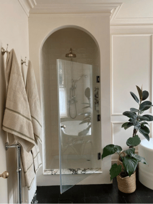 Period shower doors for victorian enclosures and shaped alcoves