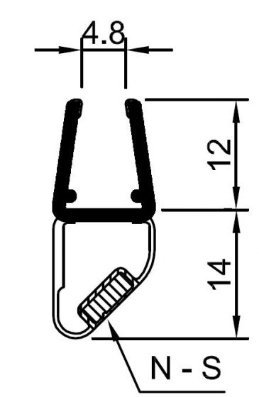 pma8-Magnetic door seal for shower glass enclosures