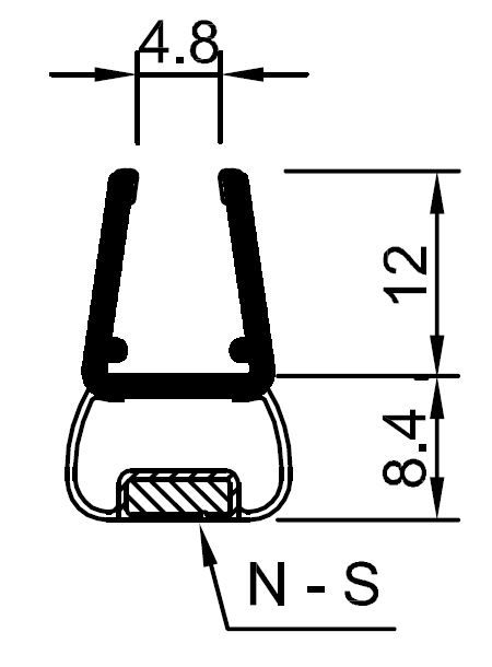 pmc8-Magnetic door seal for 8mm shower glass doors and enclosures