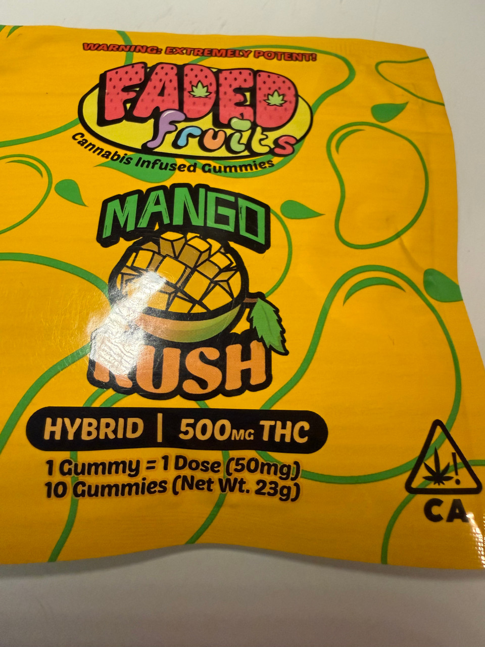 Faded Fruits Mango Kush 500mg THC Hybrid 10 gummies