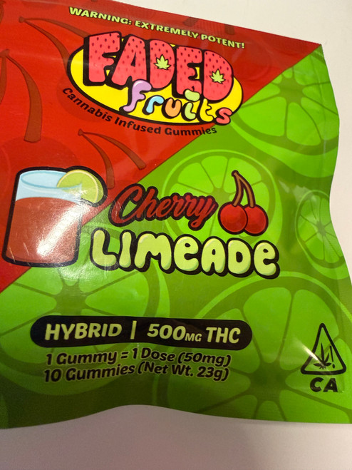 Faded Fruits Cherry Limeade 500mg THC Hybrid 10 gummies