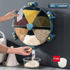 Wall-Mounted Seperated Cereals Dispenser Grain Storage Box