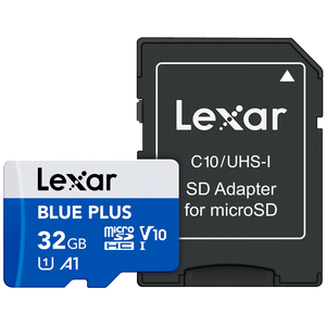 Lexar Blue Plus 32GB MicroSD card with Adapter, A1, V10