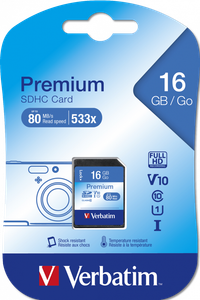 Verbatim Premium 16GB SDHC Card, V10, Class 10