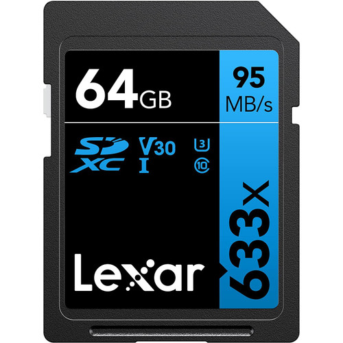 Lexar Blue Series 64GB SDXC Card 633X, U3, V30, 95MB/s