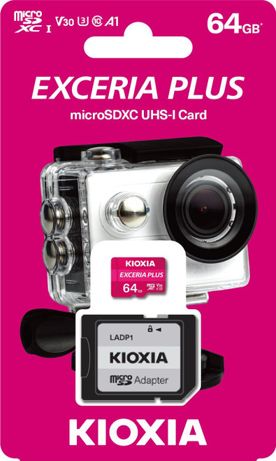 Kioxia Exceria Plus 64GB MicroSDXC card, V30, U3, A1, 100MB/s