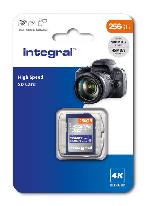 Integral 256GB High Speed SDXC Card, V30, U3, 100MB/s