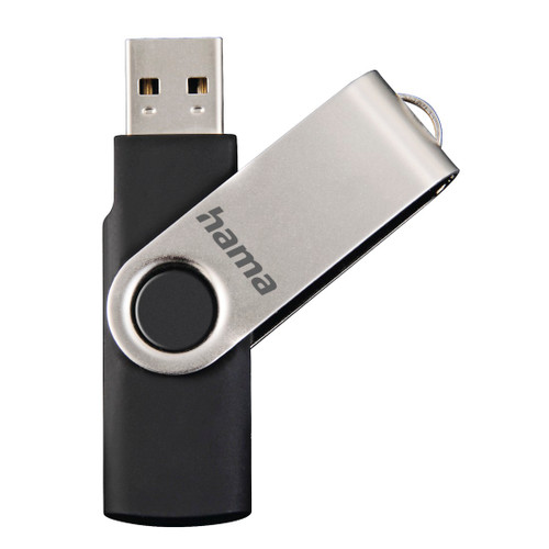 Hama "Rotate" USB Flash Drive, USB 2.0, 64GB, 15 MB/s, black/silver