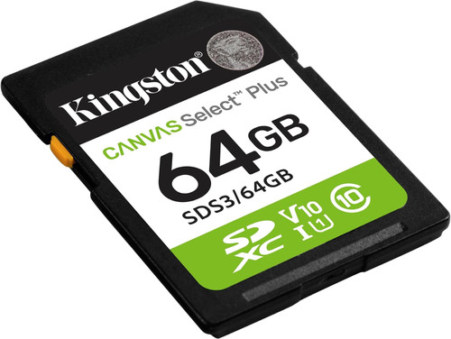 Kingston Canvas Select Plus GEN3 64GB SDXC Card 100MB/s, V30 Kingston Canvas Select Plus GEN3 64GB SDXC Card 100MB/s, V30