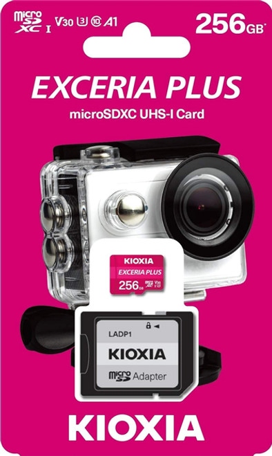 Kioxia Exceria Plus 256GB MicroSDXC card, V30, U3, A1, 100MB/s Kioxia Exceria Plus 256GB MicroSDXC card, V30, U3, A1, 100MB/s