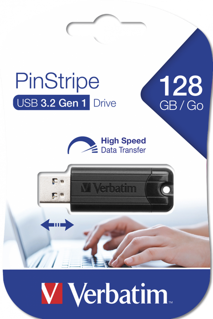Verbatim 128GB Pinstripe USB 3.2 Gen 1 USB Drive