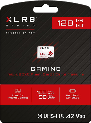 PNY 128GB XLR8 Gaming MicroSDXC card, A2, V30, U3