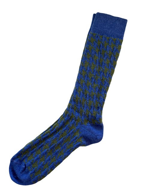 Alpaca Socks Houndstooth Blue Medium
