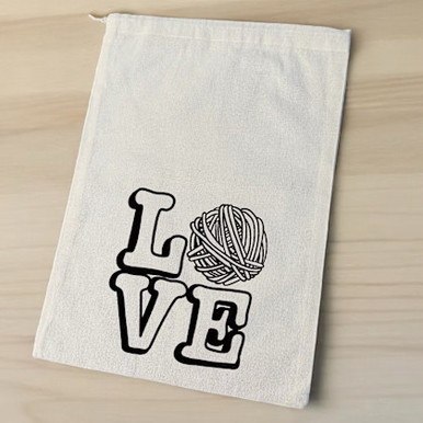 LOVE Yarn Drawstring Project Bag